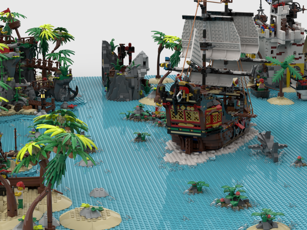 MOC - Pirates Diorama - Display for sets 21322 + 10320 + 910038 + 31109 + 40597 + 31130 + 40566