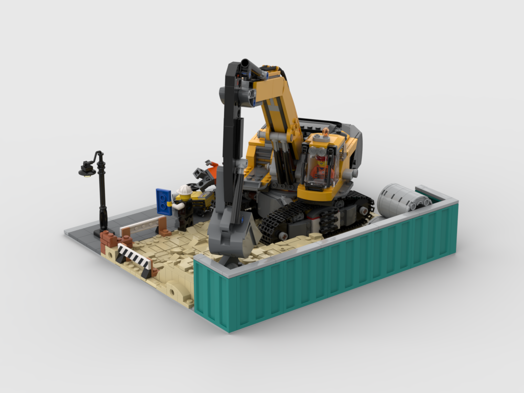 MOC - Modular Construction area - Display for set 60420 Yellow Construction Excavator