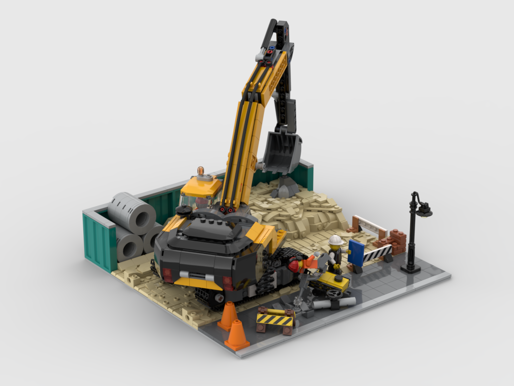 MOC - Modular Construction area - Display for set 60420 Yellow Construction Excavator