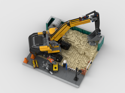 MOC - Modular Construction area - Display for set 60420 Yellow Construction Excavator