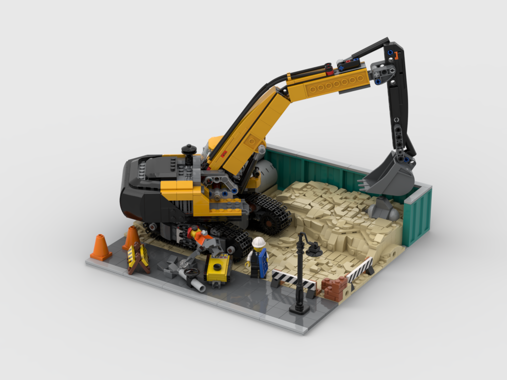 MOC - Modular Construction area - Display for set 60420 Yellow Construction Excavator