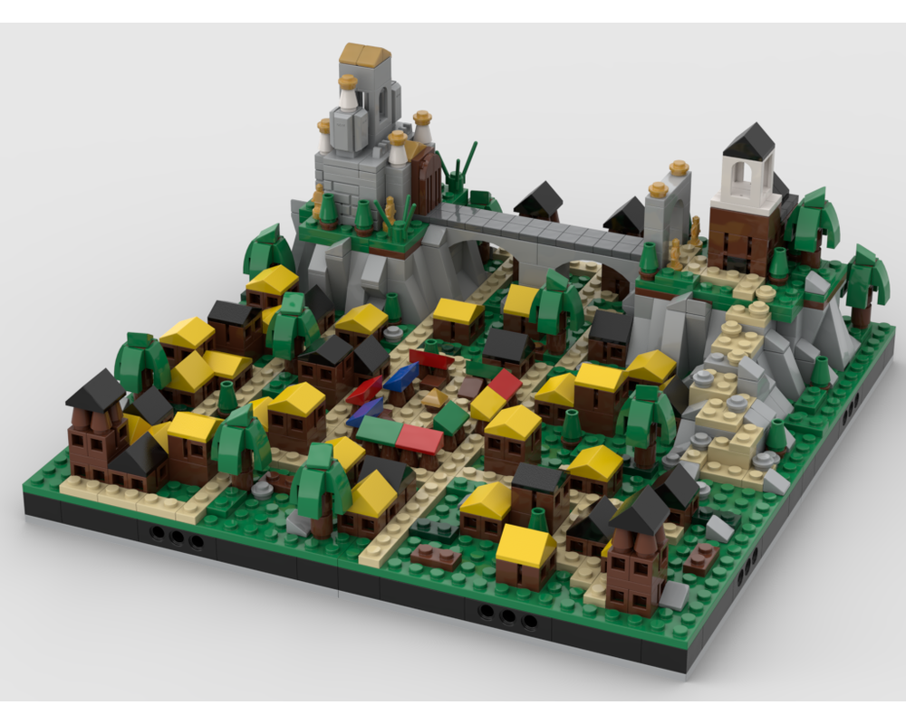 MOC - Medieval town with a Temple diorama - How to build it   