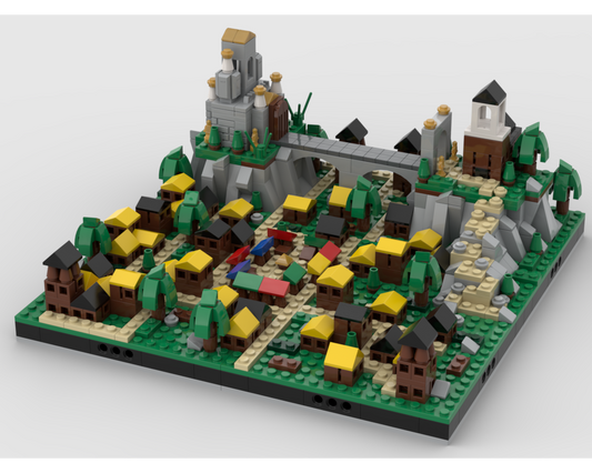 MOC - Medieval town with a Temple diorama - How to build it   