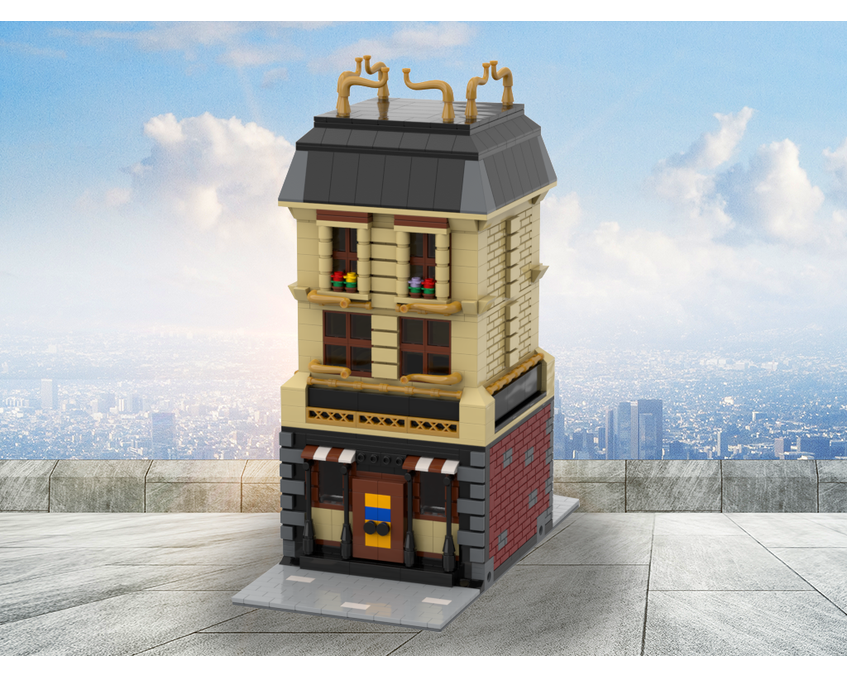 MOC - Old style house decorated with a bit of gold - How to build it   