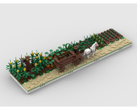 MOC - Agricultural fields + Horse cart for a Modular Village - How to build it   