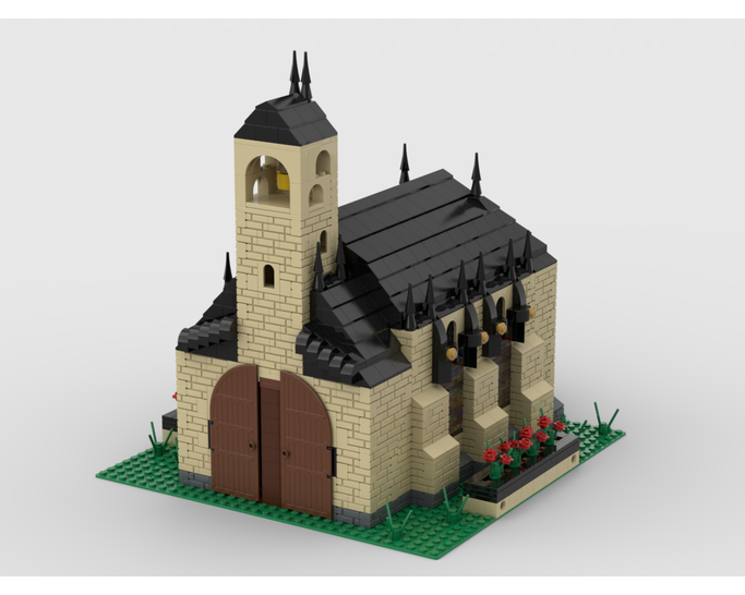 MOC - Modular Church With Cemetery  build from 4 MOCs - How to build it   