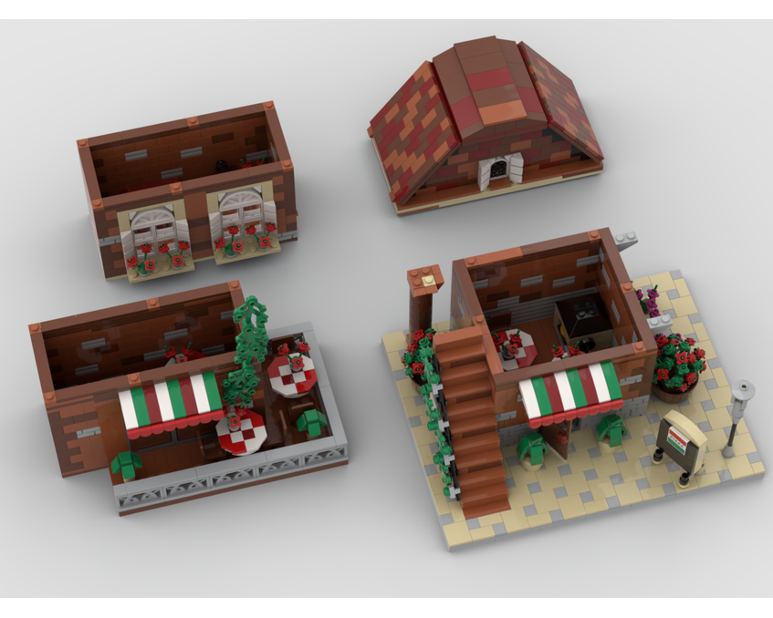 MOC - Italian Restaurant | Modular Building - How to build it   