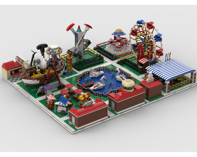 MOC - Modular Amusement Park Build from 13 models - How to build it   