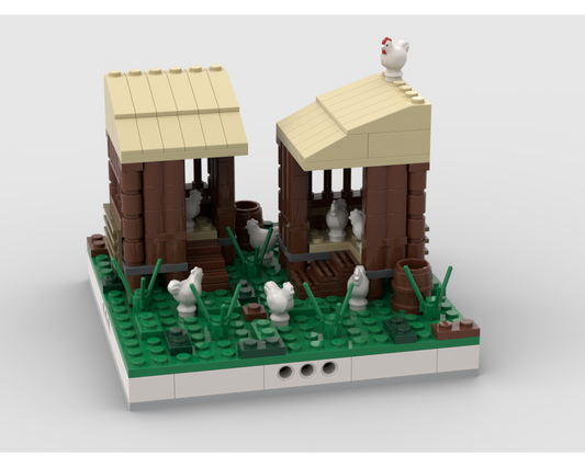 MOC - Chicken coop for a Modular Village - How to build it   