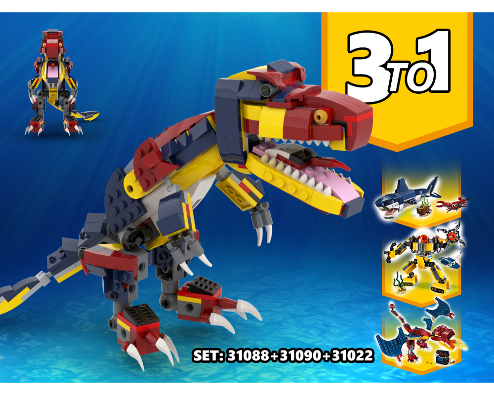 MOC - 3 TO 1 Dinosaur Alternative Build | Build from set 31090 + 31088 + 31102 - How to build it   