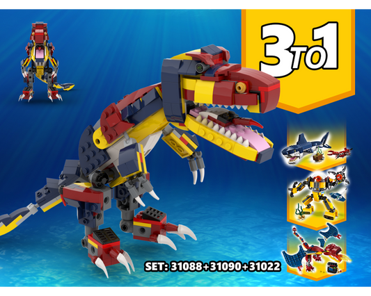 MOC - 3 TO 1 Dinosaur Alternative Build | Build from set 31090 + 31088 + 31102 - How to build it   