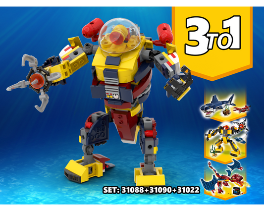 MOC - 3 TO 1 Mega Robot Alternative Build | Build from set 31090 + 31088 + 31102 - How to build it   