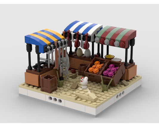 MOC - Desert Street market #2 for a Modular Desert village - How to build it   