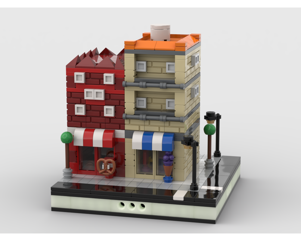 MOC - House with Shops for a Modular City - How to build it   