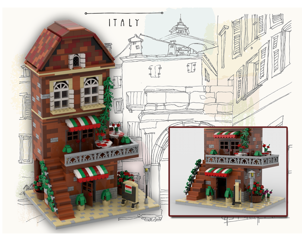 MOC - Italian Restaurant | Modular Building - How to build it   