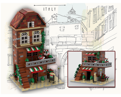 MOC - Italian Restaurant | Modular Building - How to build it   