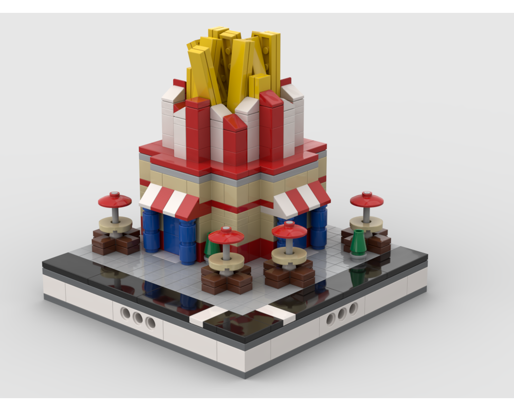 MOC - Lego French Fries Stand for a Modular City - How to build it   