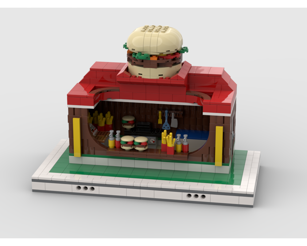 MOC - Burger Stand for modular Amusement Park - How to build it   