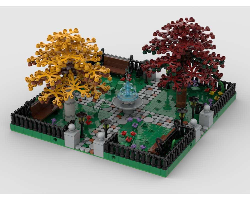 MOC - Modular Park #2 | 4 sides connection - How to build it   