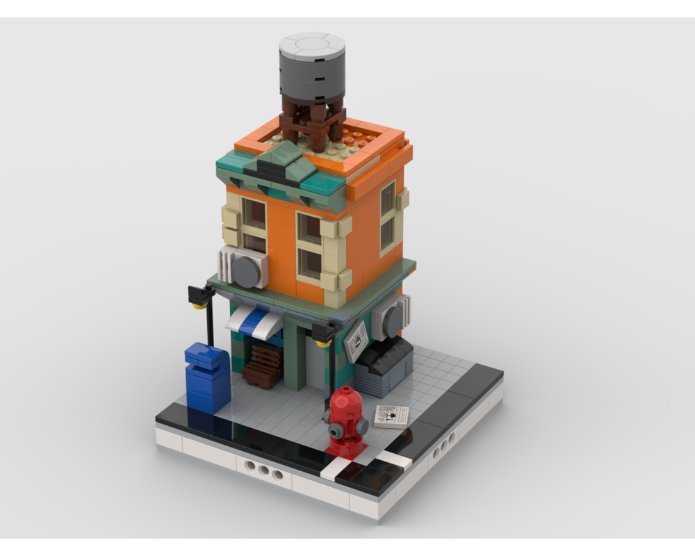 MOC - Neighborhood building with shop for Modular City - How to build it   