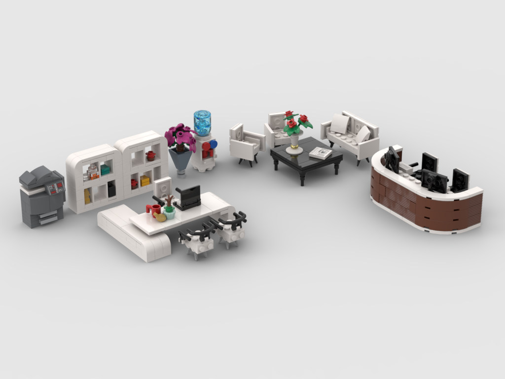 MOC - White modern office equipment for modular biuldings