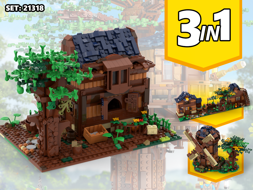 MOC - 3 IN 1 Alternative Build for Tree House set 21318 (3 MOCs) - How to build it   